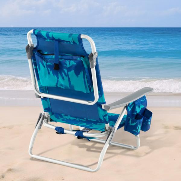 NP10019SY-2 Folding Backpack Beach Chair with Pillow - Peacock Blue - 2 Piece