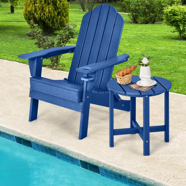 NP10940NY 18 in. Round Weather-Resistant Adirondack Side Table - Navy