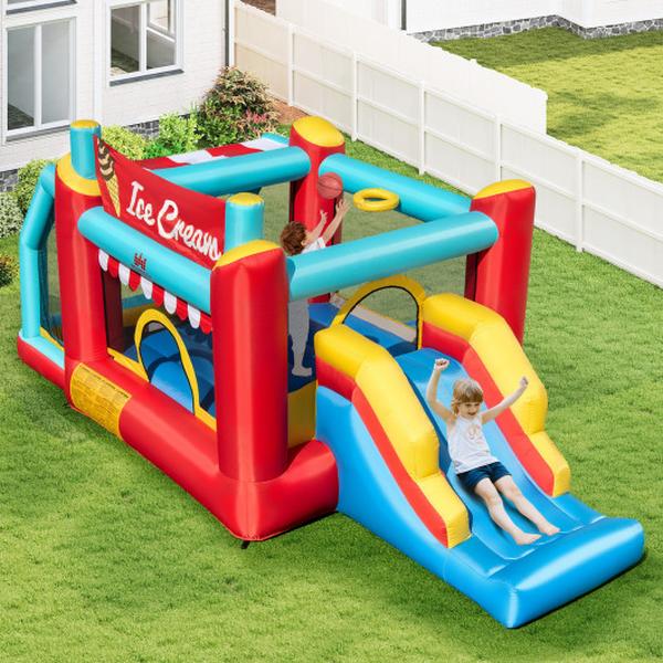 Picture of Costway NP11448-ES10150US 5-in-1 Ice Cream Inflatable Bounce House with Ball Pit & Slide with 520W Blower