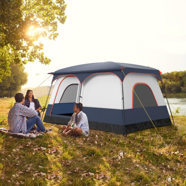 NP12016BL-M 6-8 Person Camping Tent with Double Rooms & 2 Doors - Navy