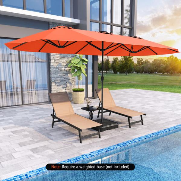 NP12229OR 15.5 ft. Extra-Large Patio Umbrella with LED Solar Lights & Crank Handle - Orange