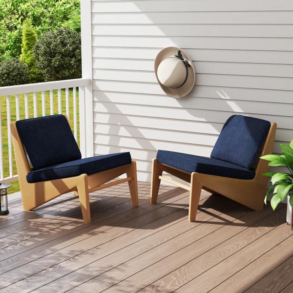 Picture of Costway NP12232NY Outdoor Patio Cushion Set with Removable Covers - Navy - Pack of 2