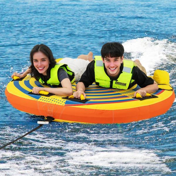 Picture of Costway NP12251 1 or 2 Person Inflatable Towable Tube with Quick Connector for Boating