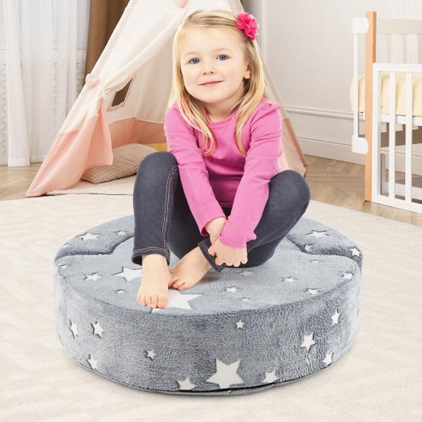 Picture of Costway HY10226GR 2-in-1 Convertible Glow in the Dark Kids Sofa with Removable Washable Cover - Gray