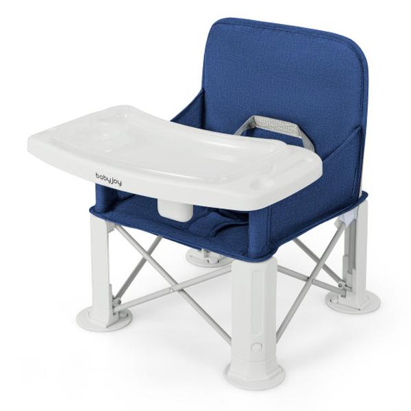 AD10024BL Portable Baby Booster Seat with Straps & Double Tray - Blue