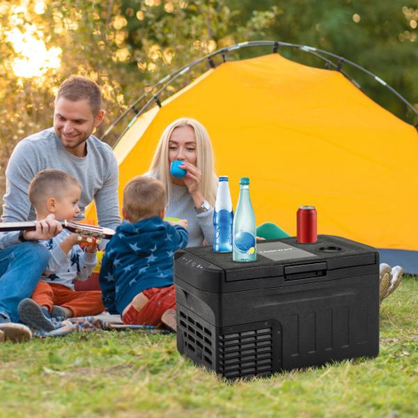 AX10013US-20 12V Car Refrigerator Cooler with Adjustable Range & Divider for Camping RV Travel Fishing Home
