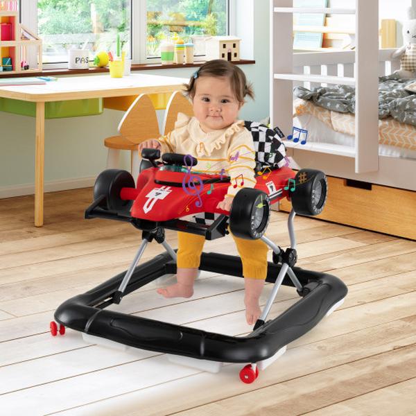 BC10273RE 4-in-1 Activity Center Height Adjustable Baby Push Walker with Music Box - Red