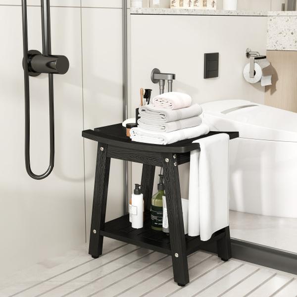 Picture of Costway BA8257HS HIPS Shower Bench Seat with Handle Head - Black
