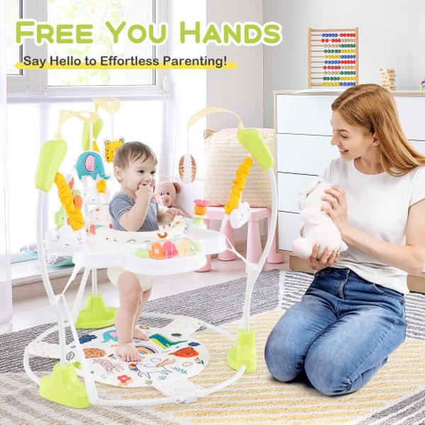 BC10198YW Baby Activity Center Height Adjustable Bouncing Saucer with Interactive Toys - Yellow