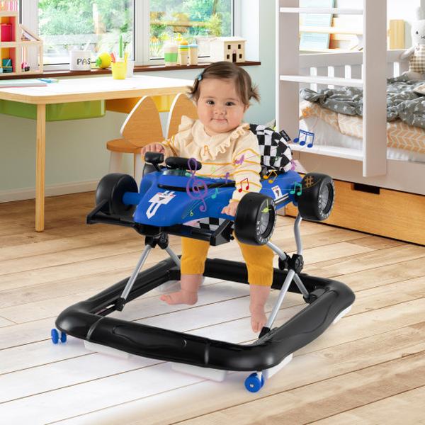 BC10273BL 4-in-1 Activity Center Height Adjustable Baby Push Walker with Music Box - Blue