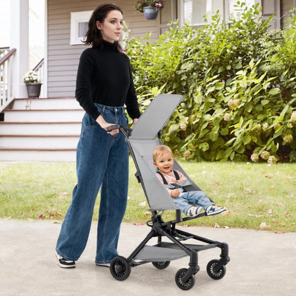 BC10243GR Lightweight Compact & Airplane-Friendly Travel Baby Stroller - Gray