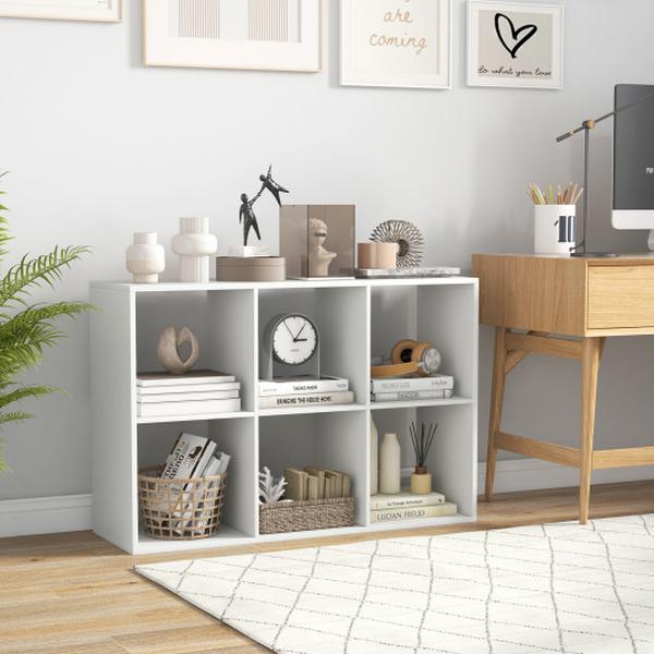 CB10751WH 6 Cube Bookshelf with Back Guardrail for Living Room Bedroom - White