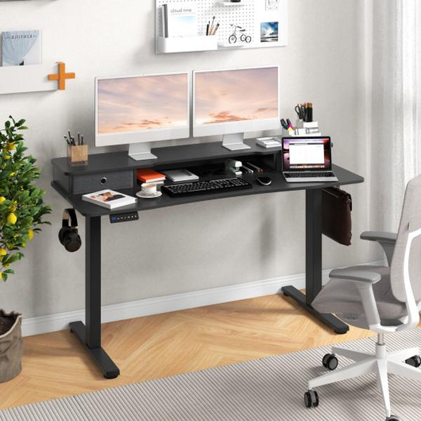 CB10761US-DK 55 x 24 in. Height Adjustable Electric Standing Desk with 2 Drawers - Black