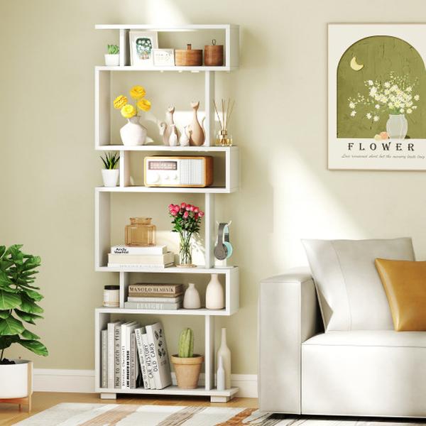 CB10854WH 6-Tier Bookcase with Anti-Tipping Kit - White