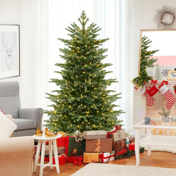Picture of Costway CM24967US-M 6 ft. Artificial Christmas Tree with 2116 Lush PVC & 300 Warm White LED Lights - Medium