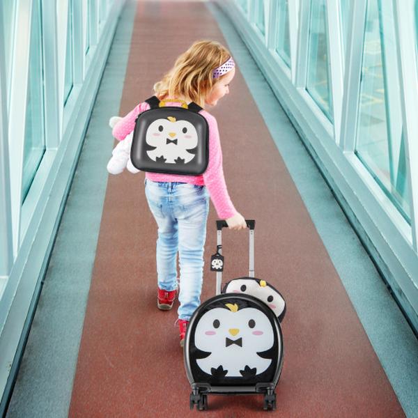 Picture of Costway BN10040DK Kids Luggage Set with 14 in. Carry-on Hardside Spinner Toddler Luggage & 10 in. Backpack - Black