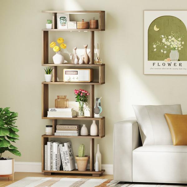 CB10854WN 6-Tier Bookcase with Anti-Tipping Kit - Walnut