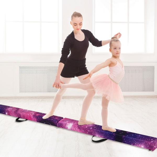 FH10129JZ Folding Balance Beam with Solid Wood Base & Anti-slip Bottom - Pink