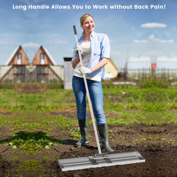 GT4045SL 36 x 10 in. Lawn Leveling Rake with Ergonomic Handle - Silver