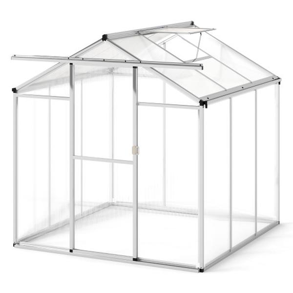 GT4285SL- Large Walk-in Green House with Rain Gutters & Polycarbonate Panels - 6 ft.