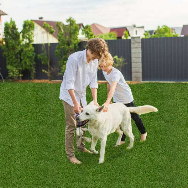 GT4304-M Green Indoor Outdoor Synthetic Turf Mat with Drainage Holes - Medium