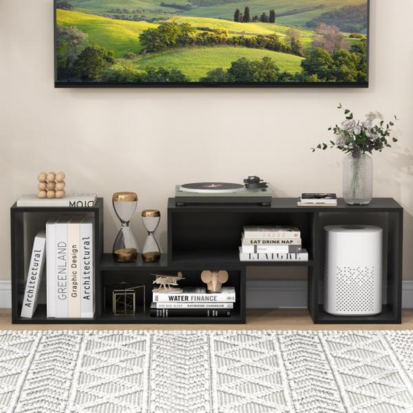 HV10622DK Adjustable TV Stand with Storage Cubes for TVs Up to 55 in. - Black - 2 Piece