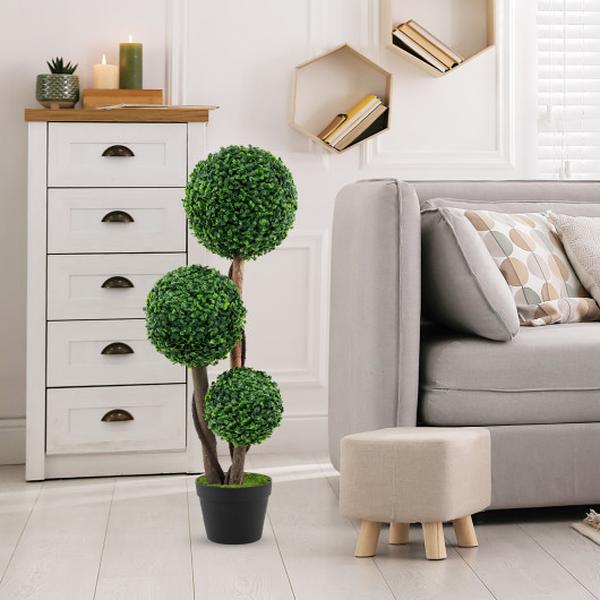 HZ10287 36 in. Tall Artificial Boxwood Topiary Tree in Pot