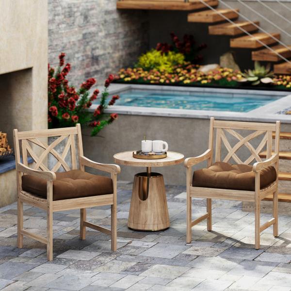 HW67234CF 21 x 21 in. Patio Chair Seat Cushion Pads for Indoor & Outdoor - Coffee