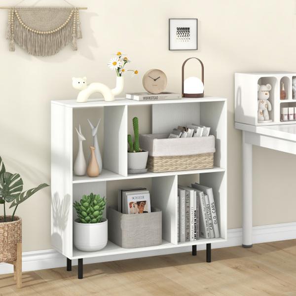 Picture of Costway JV12172WH Open Shelf Bookcase with 4 Compartments - White