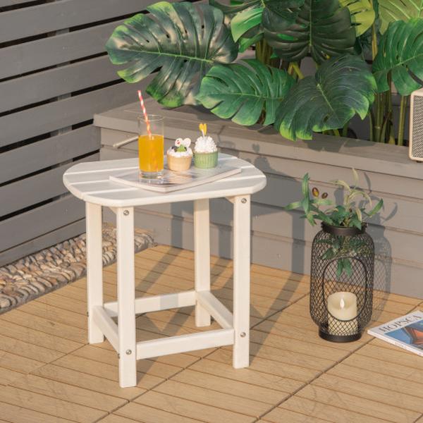 NP10331WH-2 18 in. Adirondack Outdoor Side Table for Patio & Garden - White - 2 Piece