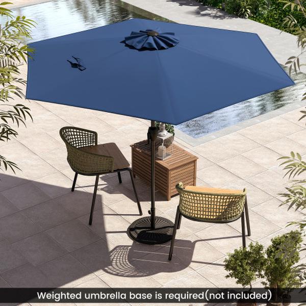 NP12189NY 7.5 ft. Outdoor Patio Heavy Duty Market Umbrella with Push Button Tilt - Navy
