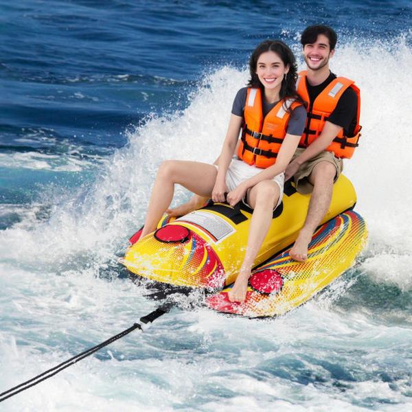 Picture of Costway NP12253 1 or 2 Person Inflatable Towable Tube Banana Boat for Boating
