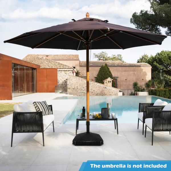 NP12272DK Fillable Umbrella Base with Shell Texture & 3 Coupler Sizes - Black