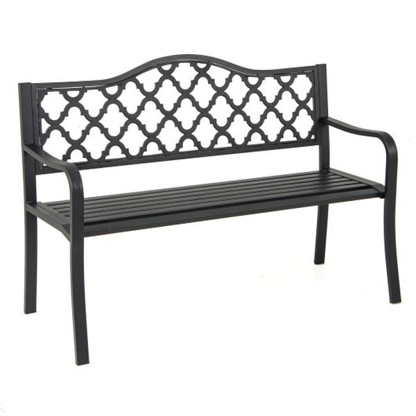 Picture of Costway NP12276DK 50.5 in. Patio Bench with Curved Armrests for 2-3 People - Black