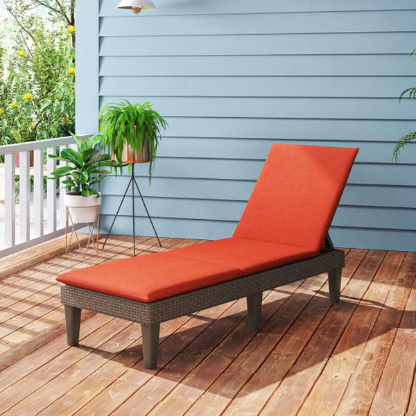 NP11525BN-A-NP11525OR-1 Patio Lounge Outdoor Recliner Chair with Cushion 3-Position Adjustable Backrest - Orange