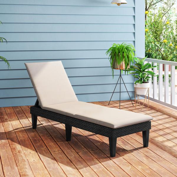 NP11525DK-A-NP11525WH-1 3-Position Adjustable Backrest & Cushion Patio Lounge Chair - White