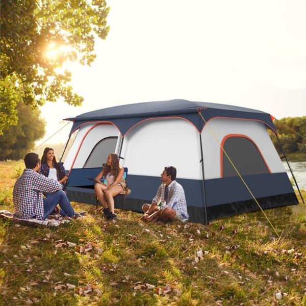 NP12016BL-L 8-10 Person Camping Tent with Double Rooms & 2 Doors - Navy