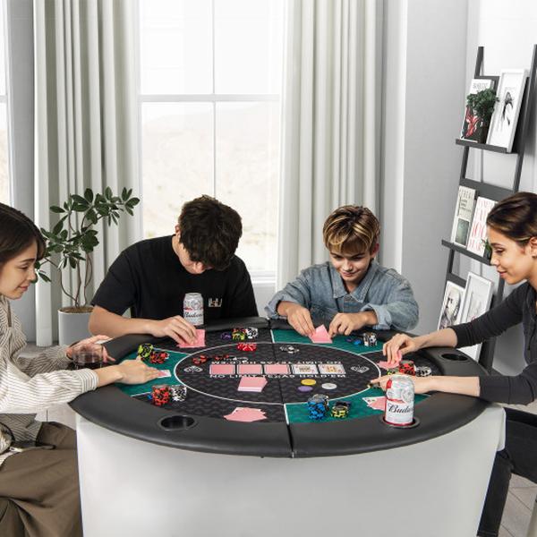 UY10157GN 48 in. 6-Player Portable Foldable Poker Table Top Round Game Mat - Green