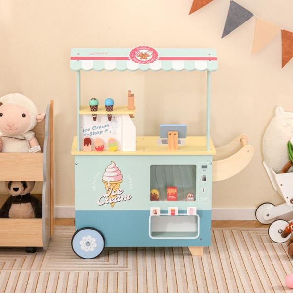 TM10121GN Kids Ice Cream Truck Pretend Play Set for Toddlers with Vending Machine - Green