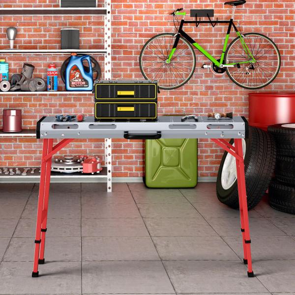 Picture of Costway TH10087SL 42 x 21 in. Welding Table with Adjustable Height & 2 Bar Clamps - Silver