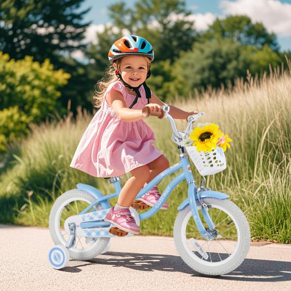 TS10086NY-14 14 in. Kids Bike with Adjustable Handlebar & Seat for 3-5 Year Old - Light Blue