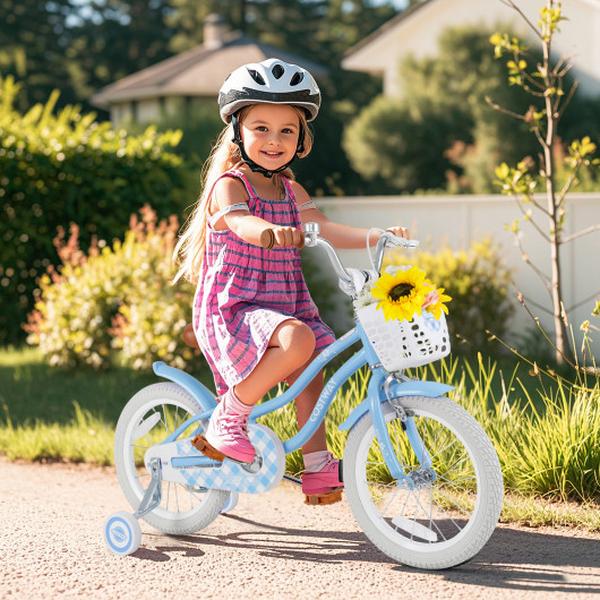 TS10086NY-16 16 in. Kids Bike with Adjustable Handlebar & Seat for 4-7 Year Old - Light Blue