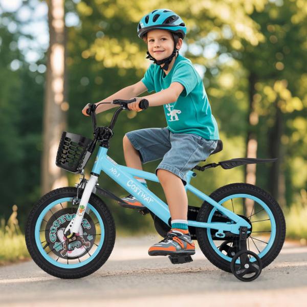 TS10154BL-14 14 in. Kids Bike with Adjustable Handlebar & Saddle for 3-5 Years Old - Blue