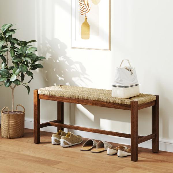 Picture of Costway JV12372WN 40 in. Long Wood Bench with Solid Rubber Frame - Walnut
