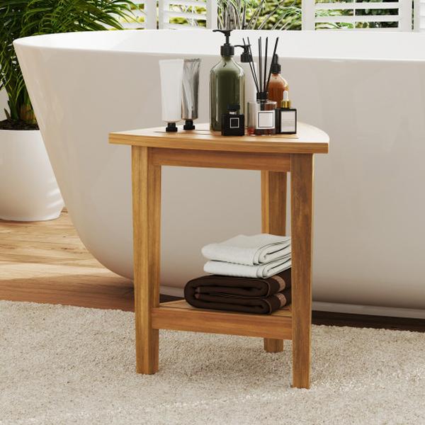 Picture of Costway JV12446 18 in. Waterproof Shower Stool with Storage Shelf