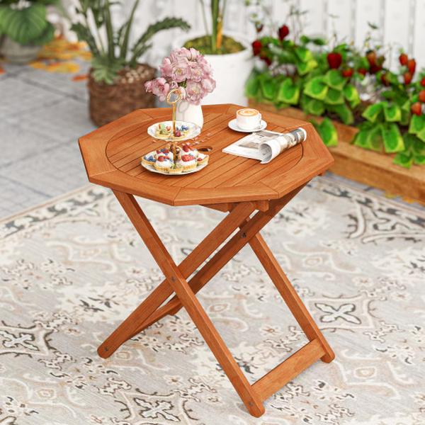 JV12576 Octagon Folding Patio Table with 2 in. Umbrella Hole