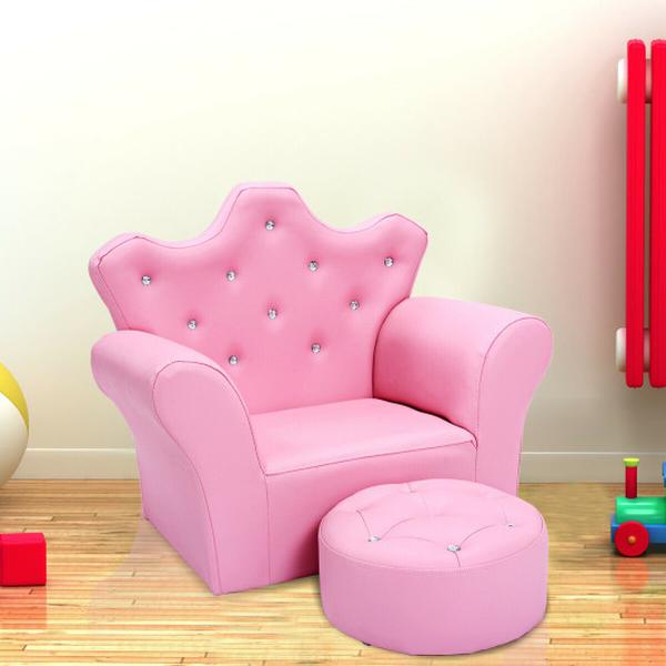 Picture of Costway LiveHW54194 Kids Sofa Armrest Couch with Ottoman - Pink