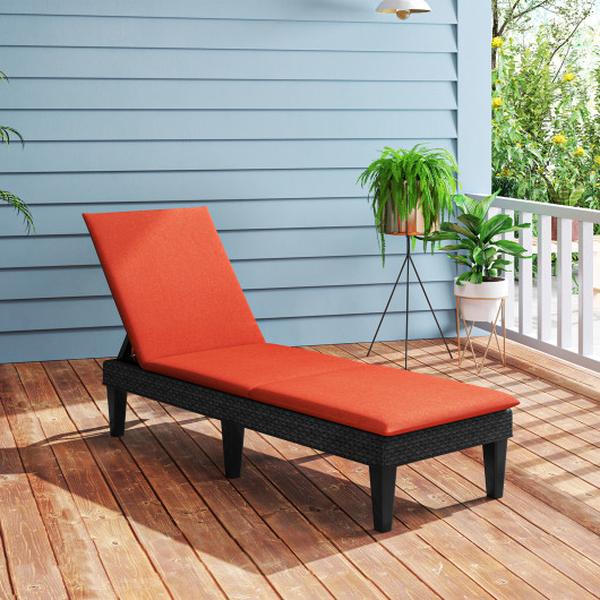 NP11525DK-A-NP11525OR-1 3-Position Adjustable Backrest & Cushion Patio Lounge Chair - Orange