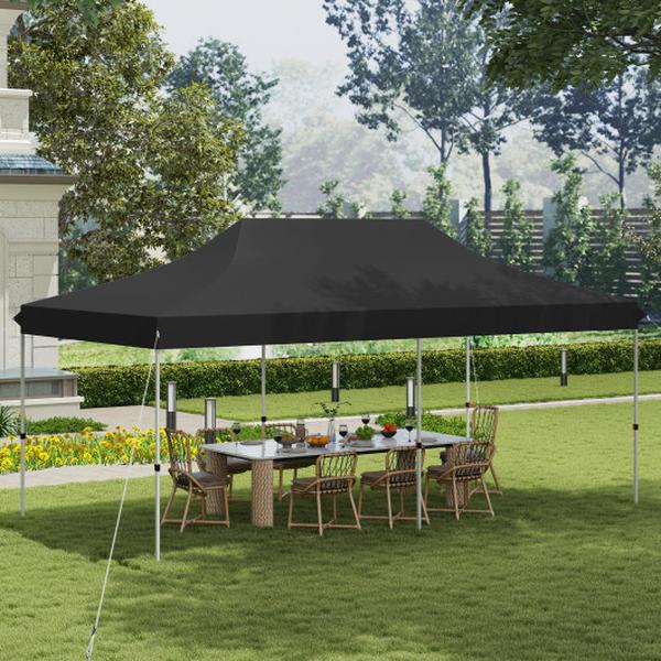 NP12122DK 10 x 20 ft. Pop Up Canopy Tent Foldable Portable Outdoor Gazebo with Carry Bag - Black