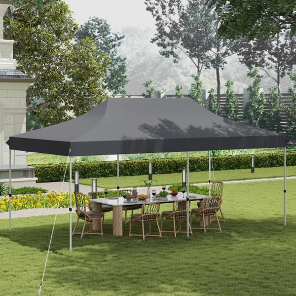 NP12122GR 10 x 20 ft. Pop Up Canopy Tent Foldable Portable Outdoor Gazebo with Carry Bag - Gray